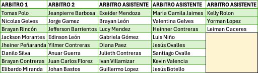 ARBITROS ASISTENTES